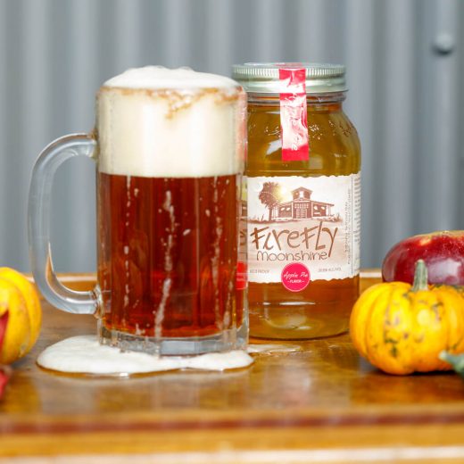 Frosty beer mug, firefly spirits jar, decorative gourds